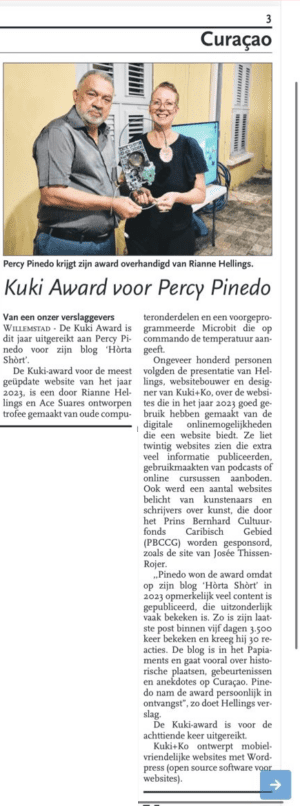 Kuki Award voor Percy Pinedo